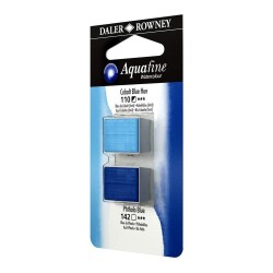 Daler Rowney Aquafine 1/2 Tablet Suluboya 2'li Set COBALT BLUE HUE/PHTHALO BLUE - Daler Rowney