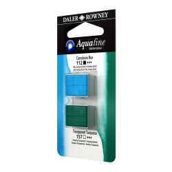 Daler Rowney Aquafine 1/2 Tablet Suluboya 2'li Set COERULEUM BLUE HUE/TRANSPARENT TURQUOISE - Daler Rowney