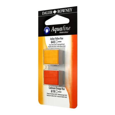 Daler Rowney Aquafine 1/2 Tablet Suluboya 2'li Set INDIAN YELLOW HUE/CAD ORANGE HUE - 1