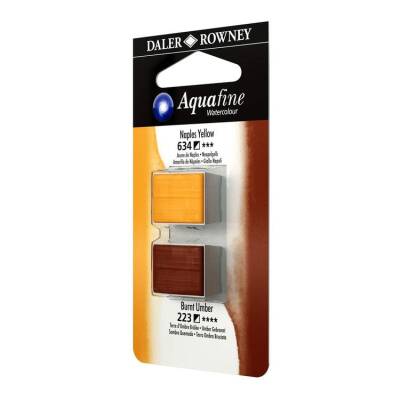 Daler Rowney Aquafine 1/2 Tablet Suluboya 2'li Set NAPLES YELLOW/BURNT UMBER - 1