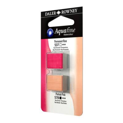 Daler Rowney Aquafine 1/2 Tablet Suluboya 2'li Set PERMANENT ROSE/PORTRAIT PINK - 1