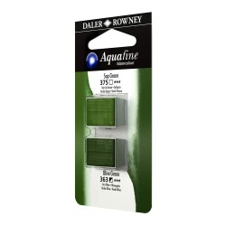Daler Rowney Aquafine 1/2 Tablet Suluboya 2'li Set SAP GREEN/OLIVE GREEN - 1