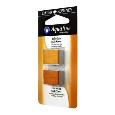 Daler Rowney Aquafine 1/2 Tablet Suluboya 2'li Set YELLOW OCHRE/RAW SIENNA - 1