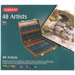 Derwent Artists Pencils Kuruboya Kalemi 48'li Ahşap Kutu - 1