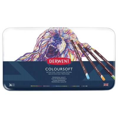 Derwent Coloursoft Pencils Yumuşak Kuruboya Kalemi 36'lı Teneke Kutu - 1
