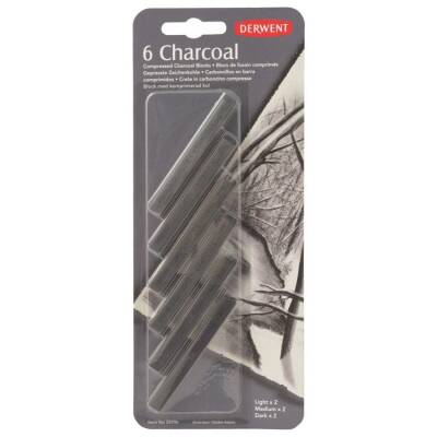 Derwent Compressed Charcoal Sıkıştırılmış Kömür Bloklar 6'lı Blister - 1