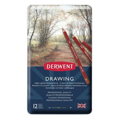 Derwent Drawing Pencils Renkli Çizim Kalemi Seti 12'li Teneke Kutu - 1