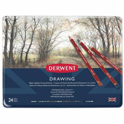 Derwent Drawing Pencils Renkli Çizim Kalemi Seti 24'lü Teneke Kutu - 1