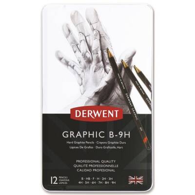 Derwent Graphic Dereceli Kalem Seti Hard (Technical) 12'li Teneke Kutu - 1