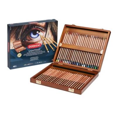 Derwent Lightfast Kuruboya 48 Renk Ahşap Kutu - 1