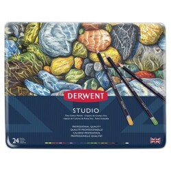 Derwent Studio Pencils Kuruboya Kalemi 24'lü Teneke Kutu - 1