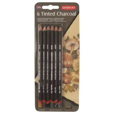 Derwent Tinted Charcoal Renkli Kömür Füzen Seti 6'lı Blister - 1