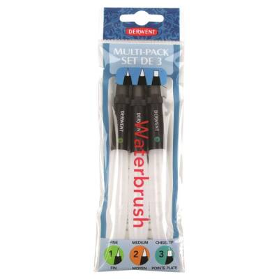 Derwent Waterbrush 3'lü Set (İnce+Orta+Düz Uç) - 1