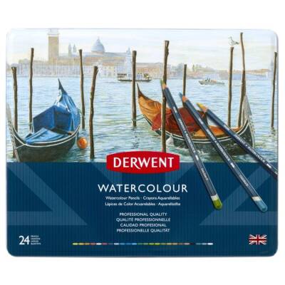 Derwent Watercolour Pencil Suluboya Kalem Seti 24'lü Teneke Kutu - 1