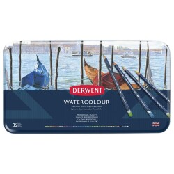 Derwent Watercolour Pencil Suluboya Kalem Seti 36'lı Teneke Kutu - 1