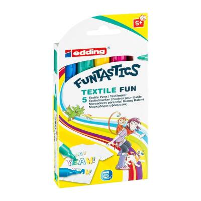 Edding 17 Funtastics Textile Fun Kumaş Boyama Kalemi 5 Renk - 1