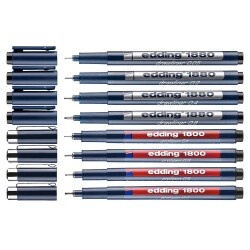 Edding 1800-1880 Teknik Çizim Kalemi 8'li Set SİYAH (0.05 - 0.1 - 0.2 - 0.3 - 0.4 - 0.5 - 0.7 - 0.8) - 1