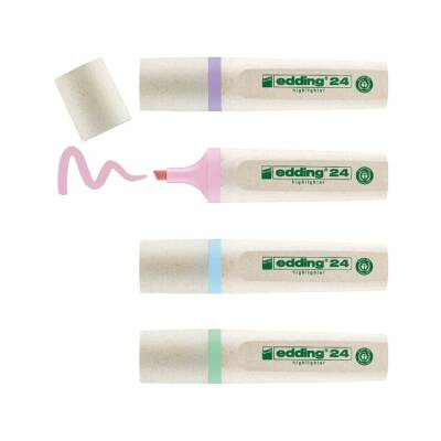 Edding 24 Ecoline Fosforlu İşaretleme Kalemi Pastel 4 Renk Set - 1