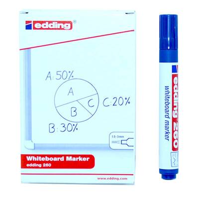 Edding 260 Yazı Tahtası Kalemi 10'lu Kutu Mavi - 1