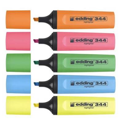Edding 344 Highlighter Fosforlu İşaretleme Kalemi 5 RENK SET - 1
