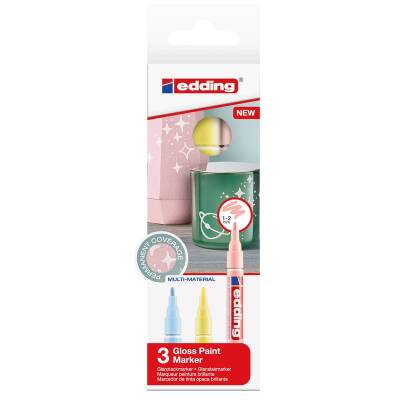 Edding 751 Çok Amaçlı Örtücü Boyama Dekorasyon Markörü 1-2 mm 3'lü Pastel Renkler - 1