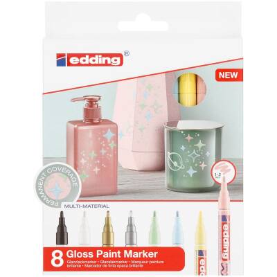 Edding 751 Çok Amaçlı Örtücü Boyama Dekorasyon Markörü 1-2 mm 8'li Pastel Renkler - 1