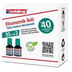 Edding BT30 Yazı Tahtası Kalemi Mürekkebi 30 ml. x 2'li Kutu YEŞİL - 1