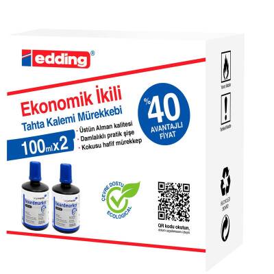 Edding Legamaster Tahta Kalemi Mürekkebi 100 ml. MAVİ x 2'li Kutu - 1