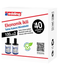 Edding Legamaster Tahta Kalemi Mürekkebi 100 ml. SİYAH x 2'li Kutu - 1