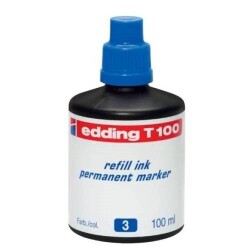 Edding T100 Permanent Marker Mürekkebi 100 ml. MAVİ - 1