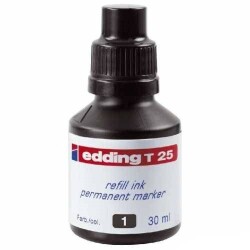 Edding T25 Permanent Marker Mürekkebi 30 ml. SİYAH - 1