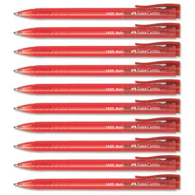 Faber Castell 1425 Auto Tükenmez Kalem KIRMIZI 10'lu Kutu - 1