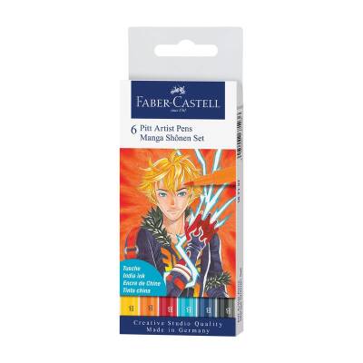 Faber Castell 6 Pitt Artist Pen Fırça Uçlu Manga Çizim Seti Shône 167157 - 1