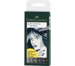 Faber Castell 6 Pitt Artist Pen Soft Brush Gri Tonlar 167806 - 1