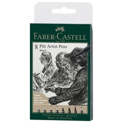 Faber Castell 8 Pitt Artist Pen Black Çizim Kalemleri 8 Farklı Uç 167158 - 1