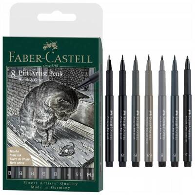 Faber Castell 8 Pitt Artist Pen Black & Grey 167171 - 1