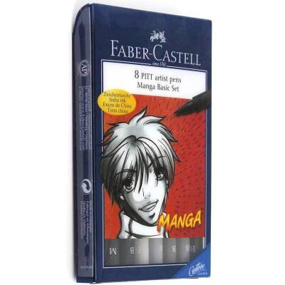Faber Castell 8 Pitt Artist Pen Manga Basic Set 167107 - 1
