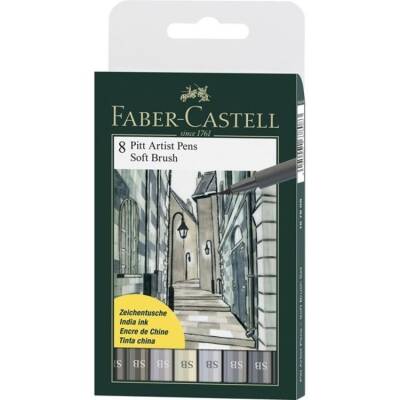 Faber Castell 8 Pitt Artist Pen Soft Brush Gri Tonlar 167808 - 1