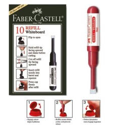 Faber Castell Beyaz Tahta Kalemi Mürekkep Refili 10'lu Kutu KIRMIZI - 1