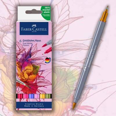 Faber Castell Goldfaber Aqua Çift Uçlu Marker 6 Renk Flowers - 1