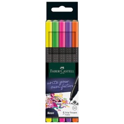 Faber Castell Grip Finepen İnce Uçlu Kalem 0.4 mm Neon 5 Renk - 1