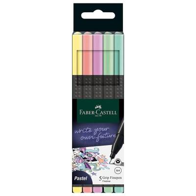 Faber Castell Grip Finepen İnce Uçlu Kalem 0.4 mm Pastel 5 Renk - 1