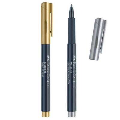 Faber Castell Metalik Permanent Kalem Altın-Gümüş 2 Renk - 1