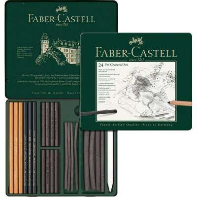 Faber Castell Pitt Charcoal İşlenmiş Kömür Seti 24 Parça - 1