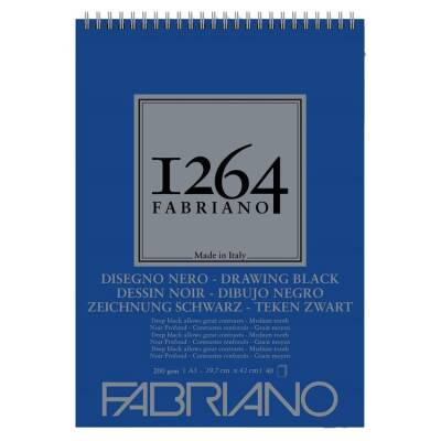 Fabriano 1264 Drawing Black Çok Amaçlı Siyah Defter 200 gr A3 40 yp Üstten Spiralli - 1