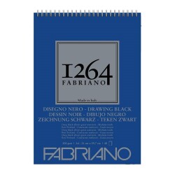 Fabriano 1264 Drawing Black Çok Amaçlı Siyah Defter 200 gr A4 40 yp Üstten Spiralli - 1