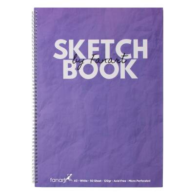 Fanart Sketch Book A3 Spiralli Beyaz Kağıt Mor Kapak 120gr 50yp - 1