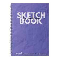 Fanart Sketch Book A4 Spiralli Beyaz Kağıt Mor Kapak 120gr 50yp - 1
