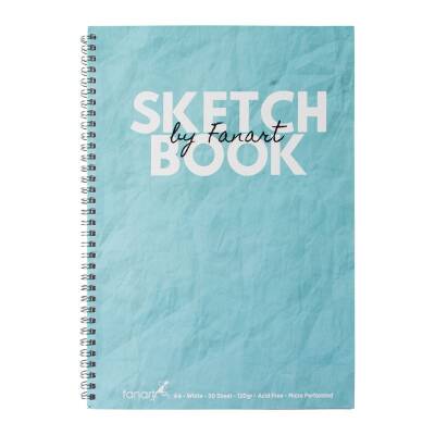 Fanart Sketch Book A4 Spiralli Beyaz Kağıt Turkuaz Kapak 120gr 50yp - 1