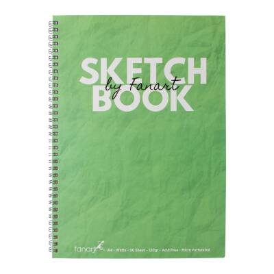Fanart Sketch Book A4 Spiralli Beyaz Kağıt Yeşil Kapak 120gr 50yp - 1